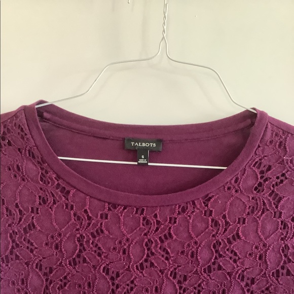 Talbots burgundy long sleeve lace top - Picture 2 of 2
